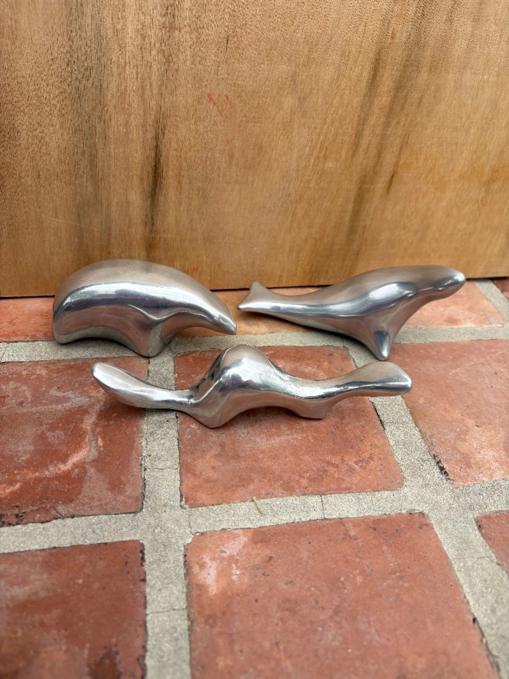 Vintage Modernist Hoselton Cast Aluminum Animal Figurines Sculptures Set of 3